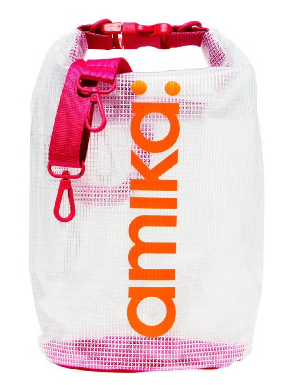 Amika Limited Edition Clear Mesh Crossbody Bag Hot Pink Orange Y2K